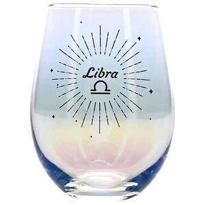 Libra glass wine gold iridescent zodiac sign October star minimalist home decor